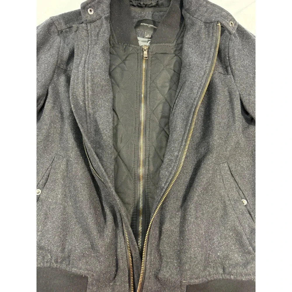 Banana Republic Mens Charcoal Gray Bomber Jacket Quilted Bib Layered Small